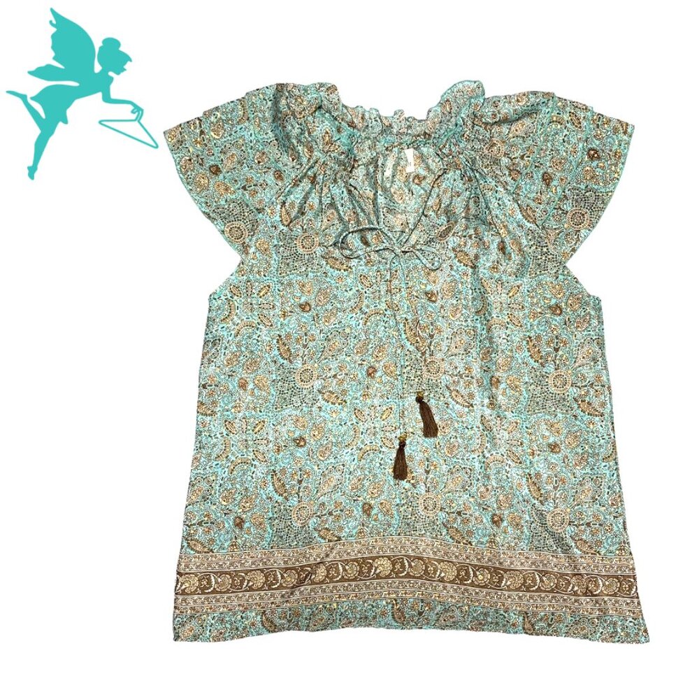 PERRY WALKER COLLECTIVE Varina Flutter Sleeve Silk Blend Top